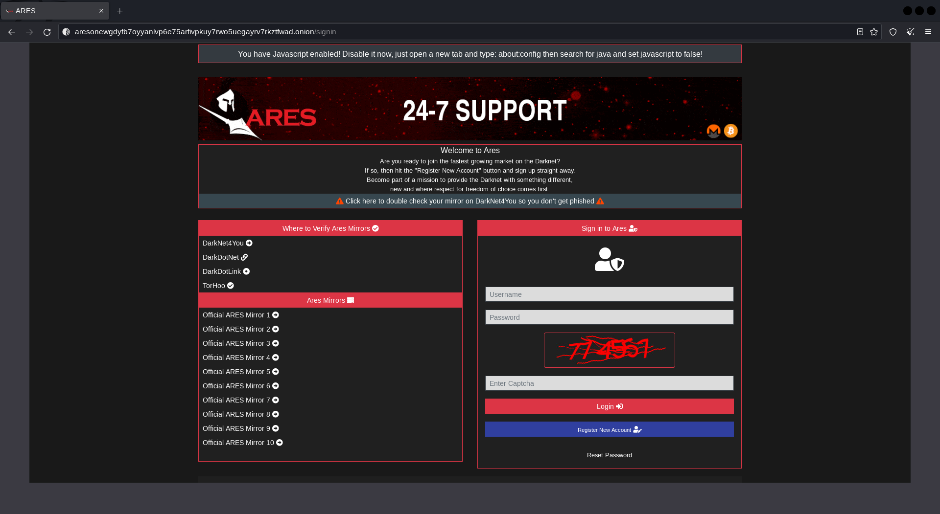 Ares darknet Market Link